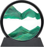 3D Dynamic Moving Sand Art Picture, Liquid Motion Sand Painting in Round Glass Frame (Green)