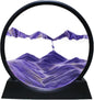 3D Dynamic Moving Sand Art Picture, Liquid Motion Sand Painting in Round Glass Frame (Purple)