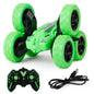 Remote Control Stunt Car with 6 Wheels Dual Motors Type-C Rechargeable RC High Speed Flip Vehicle Toy (Green)