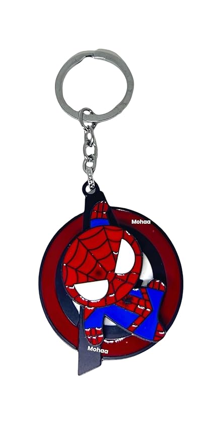 Spiderman Keychain Rotating - Avengers Revolving Spinning Metal Keyring For Bike, Scooty, Car, Metal Keyholde
