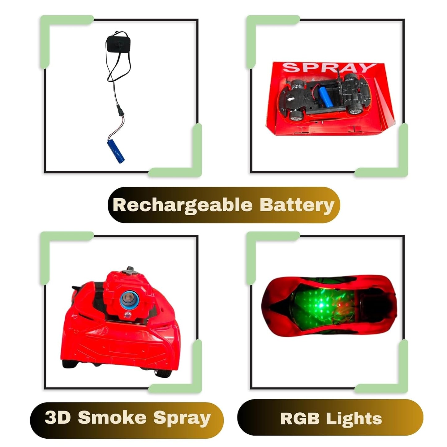 3D Smoke RC Car with RGB Lights (Orange)