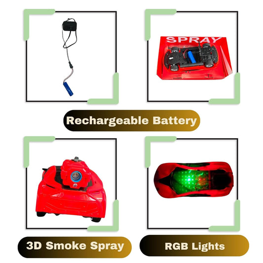 3D Smoke RC Car with RGB Lights (Orange)