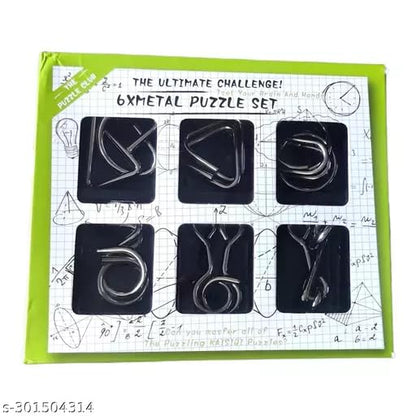 Metal Brain Teaser Puzzle Set – 6-Piece Interlock IQ Toys (Assorted)