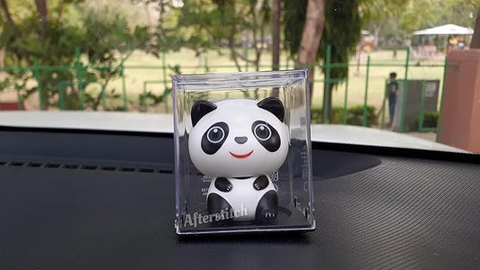 Solar Powered Cute Panda Car Hanging Idols Statues