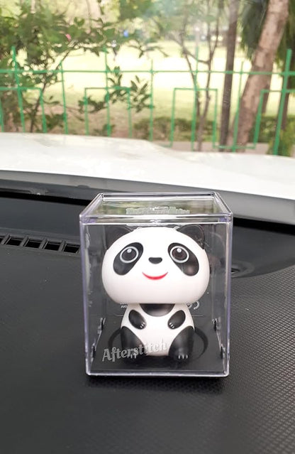 Solar Powered Cute Panda Car Hanging Idols Statues