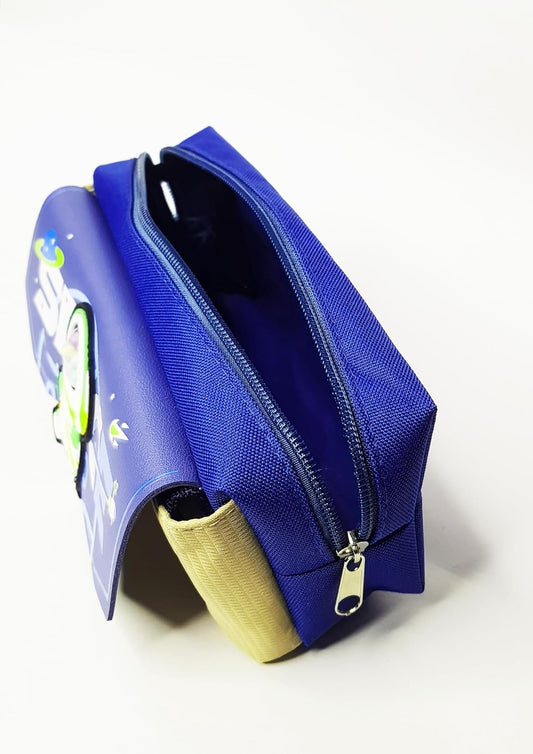 Space Theme Pencil Case Pencil Box Large Space for Kids, Blue and Beige Color Theme, Astronaut Design with Zipper Closure for Boys and Girls. (Assorted colors)