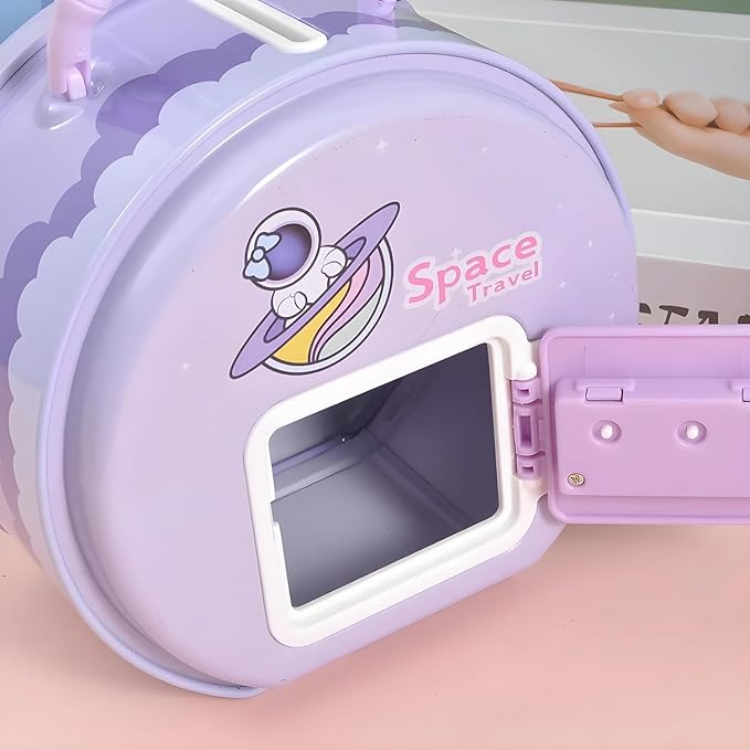 Cartoon Space Piggy Bank – Cute Coin Saver for Kids (Sky Blue, Pack of 1)