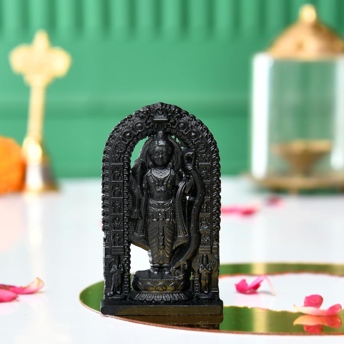 Ram Lalla Idol Ayodhya Metal Shree Ram Lalla Murti Ayodhya Ram Idol for Home Decor, Pooja, Temple Mandir Housewarming Gifts Unique Set of 1 (Height - 2.7 Inch)
