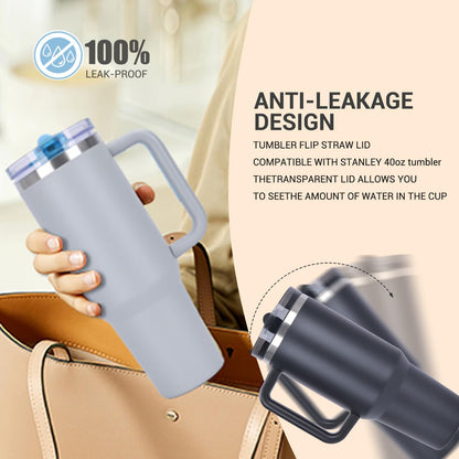 Leak-Proof Insulated Tumbler with Handle – 2 Lids, Hot & Cold (Black)