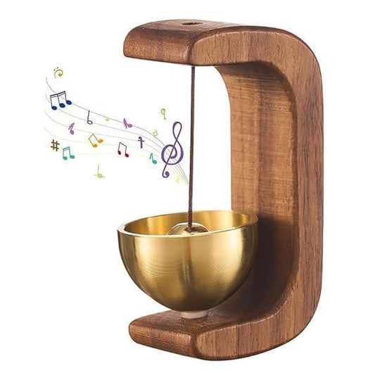 Wooden Magnetic Door Bell | Handcrafted Vintage Chime | Premium Brass Sound | Ideal for Home, Shop, Cafe & Interior Decor | Stylish Wooden Entry Bell (Dark Color)