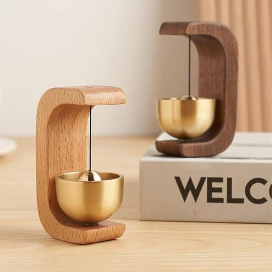 Wooden Magnetic Door Bell | Handcrafted Vintage Chime | Premium Brass Sound | Ideal for Home, Shop, Cafe & Interior Decor | Stylish Wooden Entry Bell (Dark Color)
