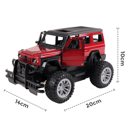 Remote Control Off-Road Jeep Car – RC SUV Toy with Lights & Open Doors (Rechargeable) - Red