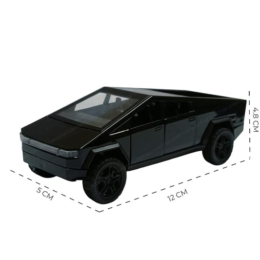Tesla Cyber Truck 1:36 Model Car Exclusive Alloy Metal Pull Back Die-cast Car Diecast Metal Toy car with Openable Doors & Light Music Best Gifts Toys Kids Black Color (Pack of 1)