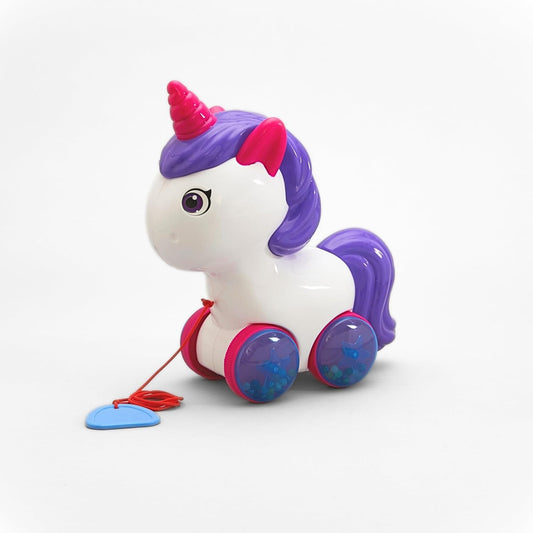 Unicorn Pull Along Toy, White and Purple, Ages 1-5 Years