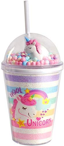 Tumbler Cups with Lid and Straw - Insulated Unicorn Reusable Plastic Sipper with Silicone Seal Double Wall Travel Iced Coffee Mug for Kids & Adult- Pink