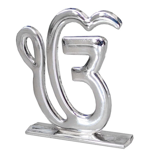 Religious Sikh Sardar Khanda Ek Onkar Silver Metal for Car Accessories for Dash Board, Pooja & Gift,Decore Items for Home & Office SCarDash21