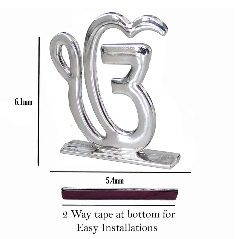 Religious Sikh Sardar Khanda Ek Onkar Silver Metal for Car Accessories for Dash Board, Pooja & Gift,Decore Items for Home & Office SCarDash21