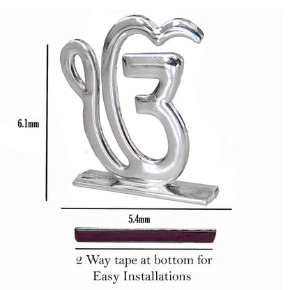 Religious Sikh Sardar Khanda Ek Onkar Silver Metal for Car Accessories for Dash Board, Pooja & Gift,Decore Items for Home & Office SCarDash21