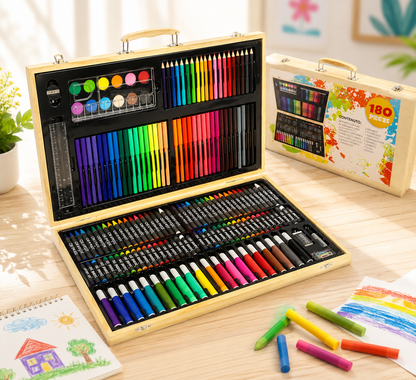 Qnik 180-Piece Premium Wooden Art Set