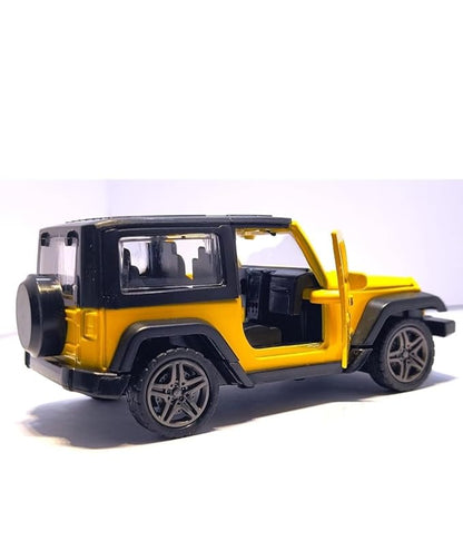 1:36 Scale Thar Toy Car – Die-Cast Alloy Model SUV with Pullback Action, Lights & Music, Openable Doors – Collectible Jeep Toy (Yellow)