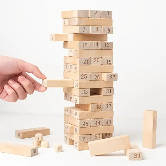 Tumbling Tower Block Game 54 pcs with Dice (Wooden)
