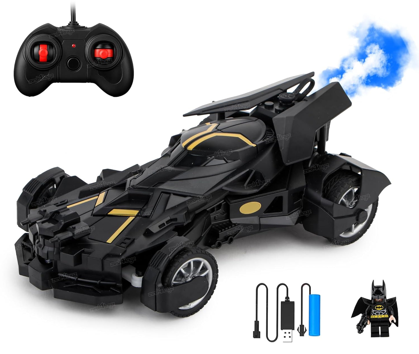Batman Remote Control Car for Kids with Mist Spray (Black)