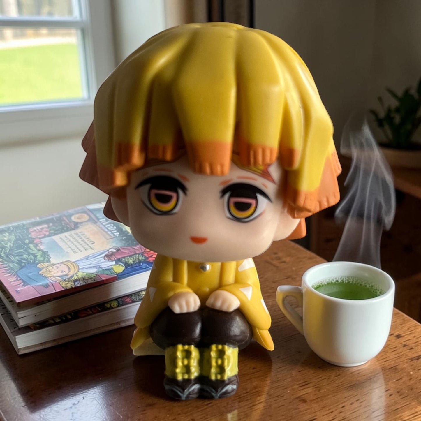 Zenitsu Agatsuma Chibi Figure – Demon Slayer Anime Mini Collectible PVC Toy for Desk, Shelf & Otaku Decor