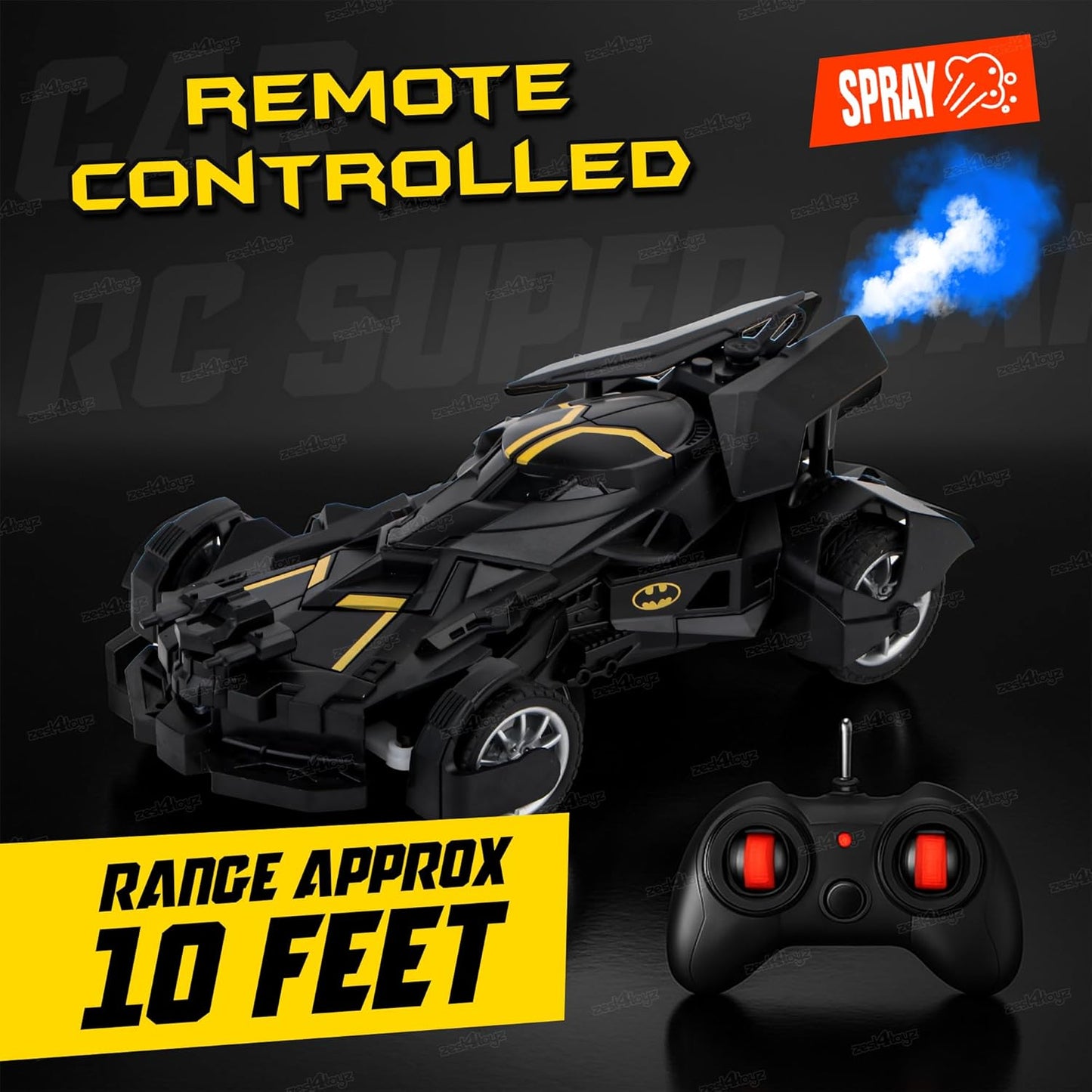 Batman Remote Control Car for Kids with Mist Spray (Black)