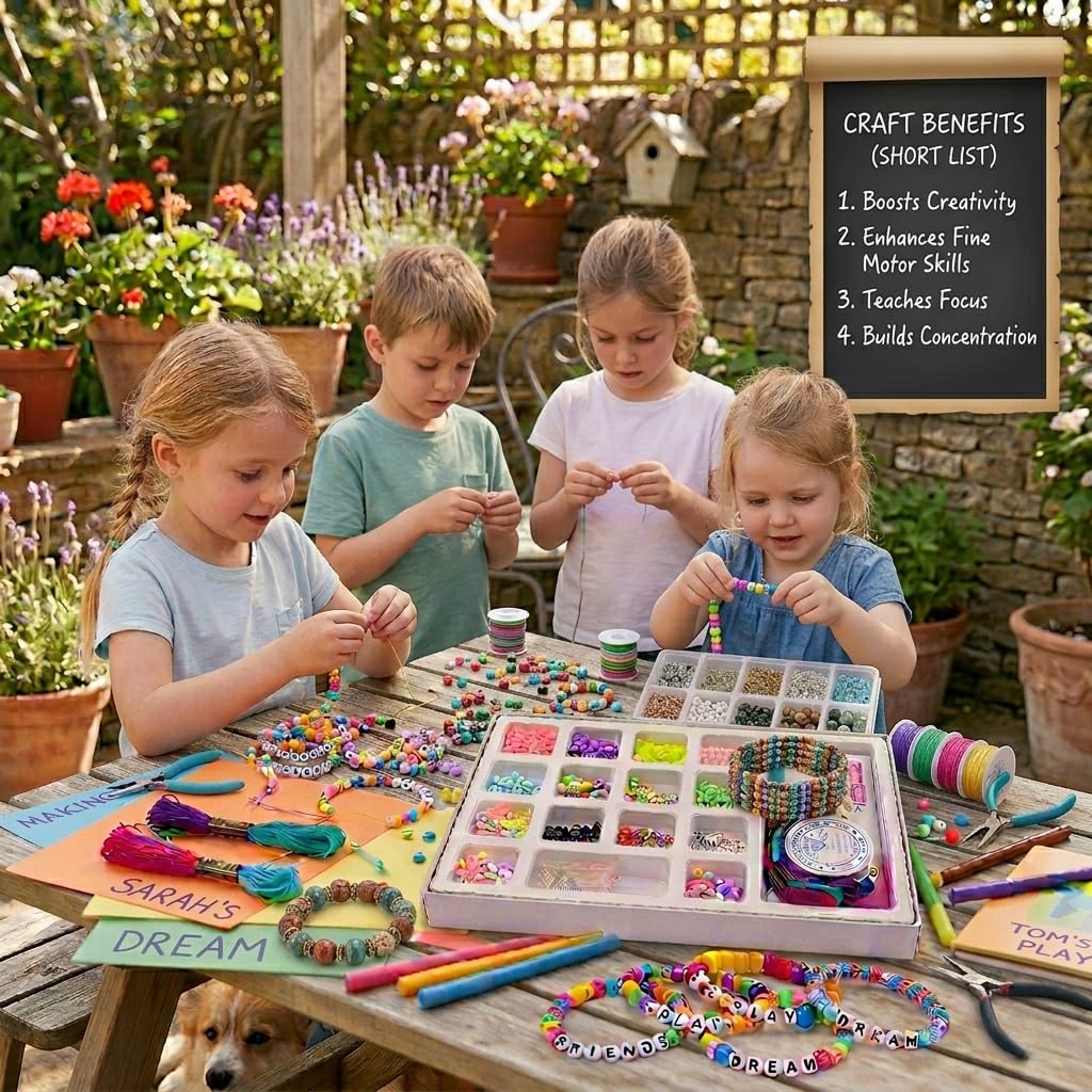 Alphabet Party Jewellery Design Kit for Kids DIY Bracelet Making Set with Beads & Charms