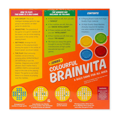 Jumbo Brainvita Game, Multicolour