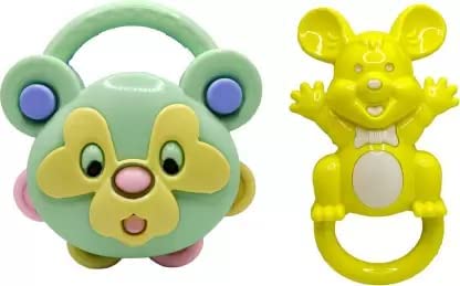 Baby Rattle Musical Preschool Toy for Kids | Rattling Toy Teether | Set of 6: Funny Rattle, Funny Juggler, Chuk-Chuk Rattle and Minky Rattle, Cute Duffly and Chinki Rattle - Multi Color