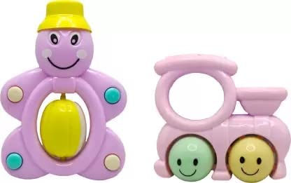 Baby Rattle Musical Preschool Toy for Kids | Rattling Toy Teether | Set of 6: Funny Rattle, Funny Juggler, Chuk-Chuk Rattle and Minky Rattle, Cute Duffly and Chinki Rattle - Multi Color