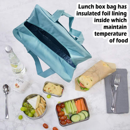 Rectangle Insulated Travel Lunch Bag – Multi-Purpose Tiffin Carrier (Sky Blue)