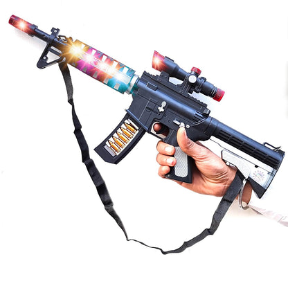 AK47 Light and Sound Musical PUBG Gun Toy with Vibration and Laser Projection (Black)