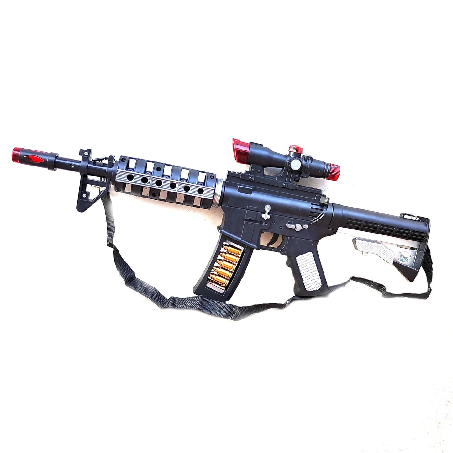 AK47 Light and Sound Musical PUBG Gun Toy with Vibration and Laser Projection (Black)