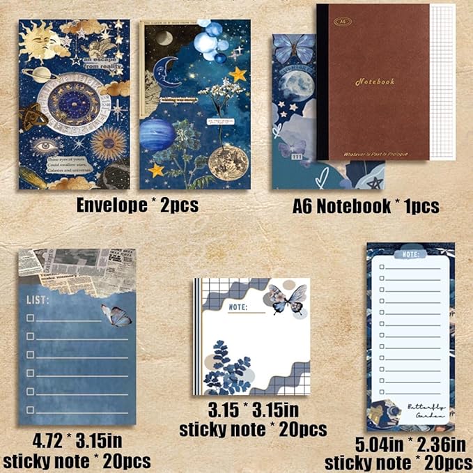 Vintage Scrapbooking Journal Kit  Aesthetic Sticker Journaling Scrapbook Photo Album (Intercropping Butterfly)
