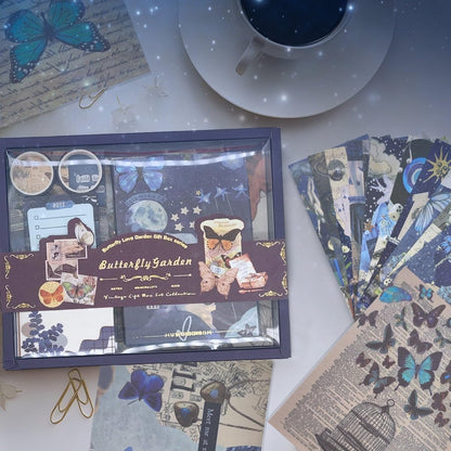 Vintage Scrapbooking Journal Kit  Aesthetic Sticker Journaling Scrapbook Photo Album (Intercropping Butterfly)