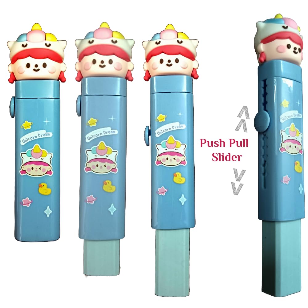 Dream Unicorn Push-Pull Eraser – Cute Retractable Eraser with Case (Pack of 1)