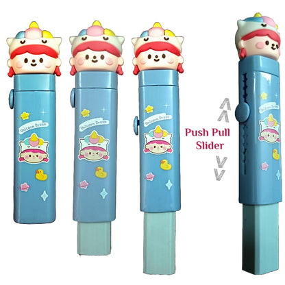 Dream Unicorn Push-Pull Eraser – Cute Retractable Eraser with Case (Pack of 1)