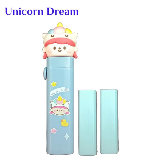 Dream Unicorn Theme Push Pull Pencil Eraser for Girls and Boys, Fancy Erasers for Kids, Cute Retractable Erasers with Protective Cases, Stationery Set (Pack of 1)