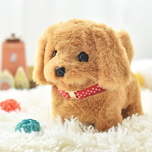 Cute Adorable Walking and Barking Plush Dog Puppy Toy Cute Puppy for Kids Realistic Movement and Sounds Cuddle-Friendly for Girls Boys (Brown)