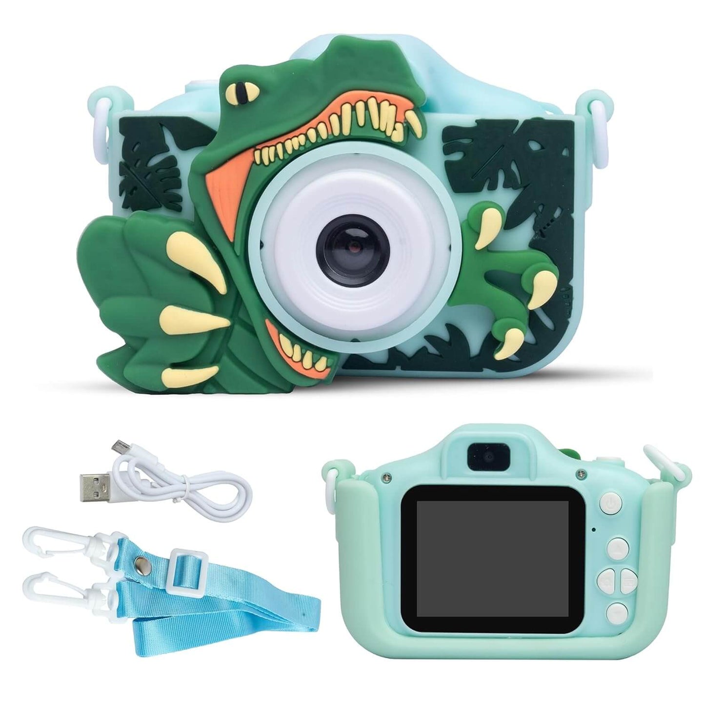 Kids digital camera dino design green children gadget