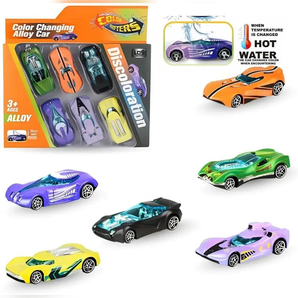 Color Changing Toy Cars for Kids (Multicolor, pack of 6)
