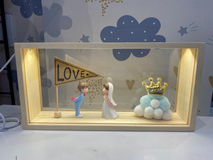 Glass Couple Show Piece with Light (Pack 1)