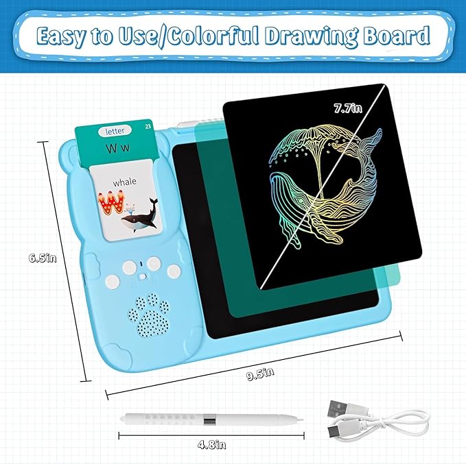 Talking Flash Cards with LCD Writing Tablet (Assorted Colours)