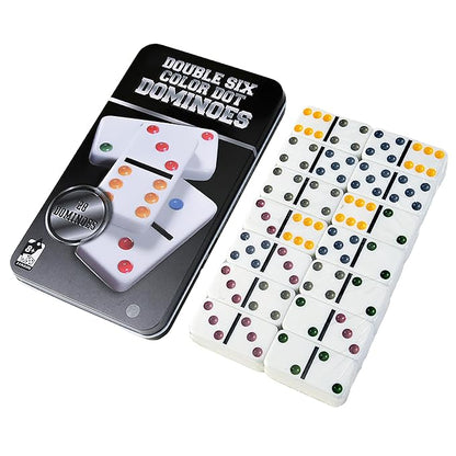 Double Six Color Dot Design Dominos for Kids - Set of 28