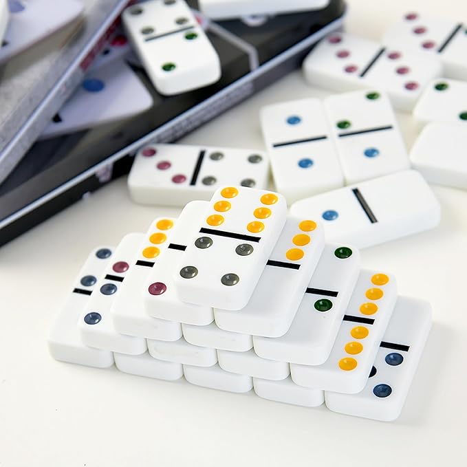 Double Six Color Dot Design Dominos for Kids - Set of 28