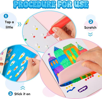 DIY Rainbow Scratch And Squeeze Dot Painting Art Kit