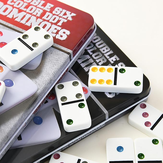 Double Six Color Dot Design Dominos for Kids - Set of 28
