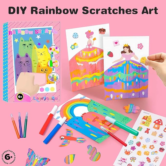 DIY Rainbow Scratch And Squeeze Dot Painting Art Kit